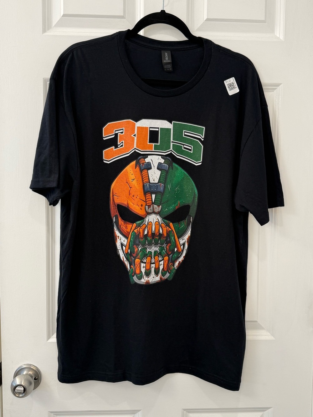 Miami 305 Mask Gritty Orange & Green South Florida T-Shirt Black XL
